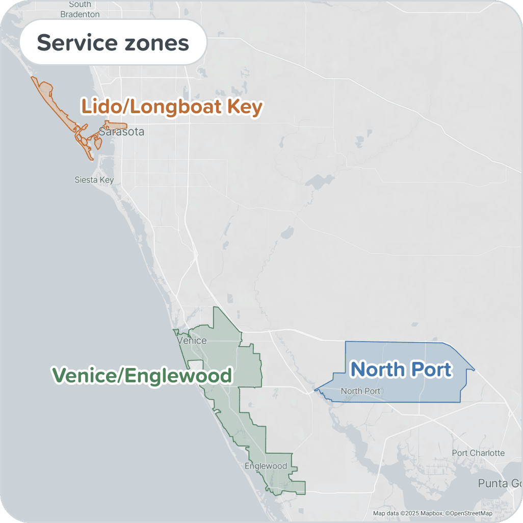 Map of Sarasota County service zones