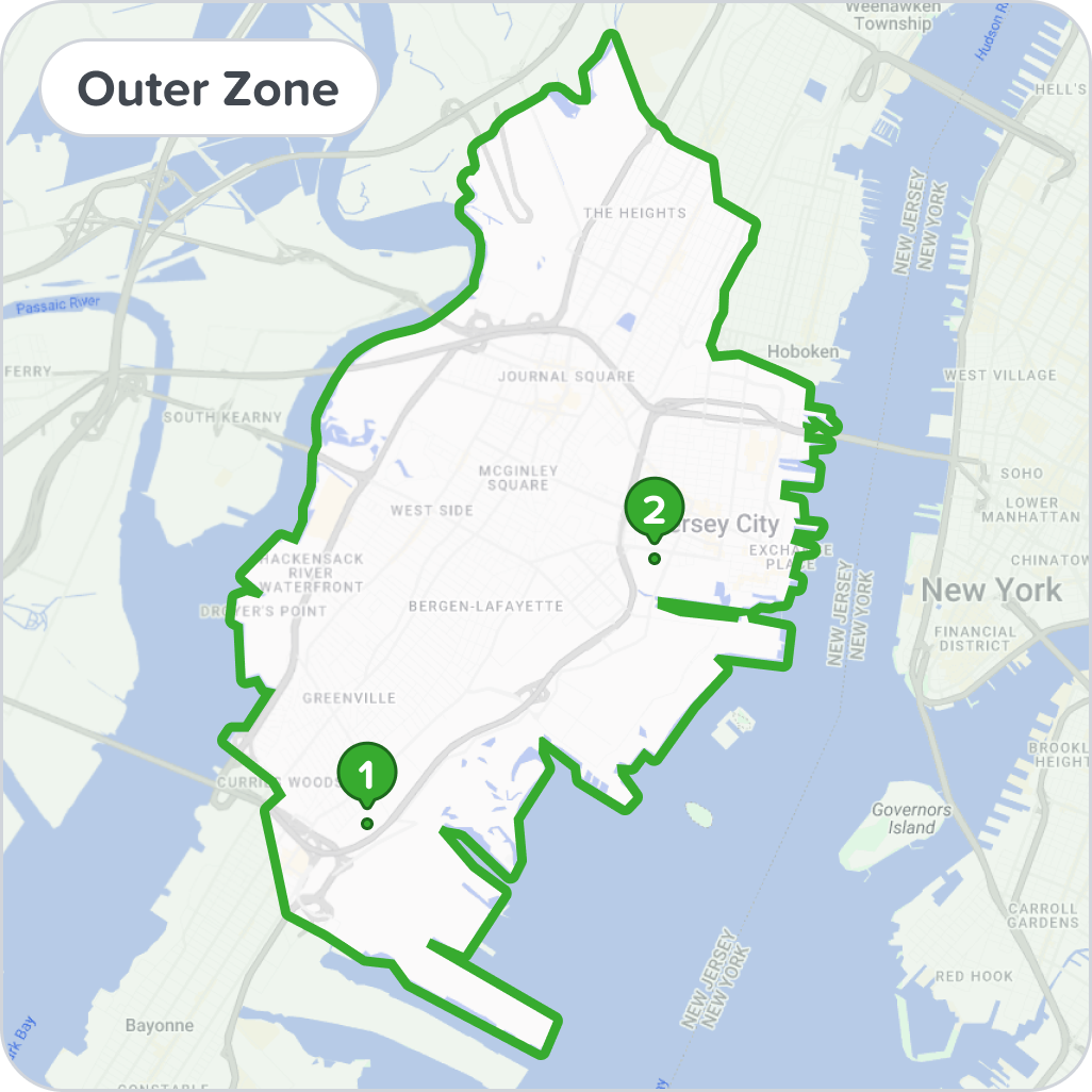 Map of Jersey City Outer Zone