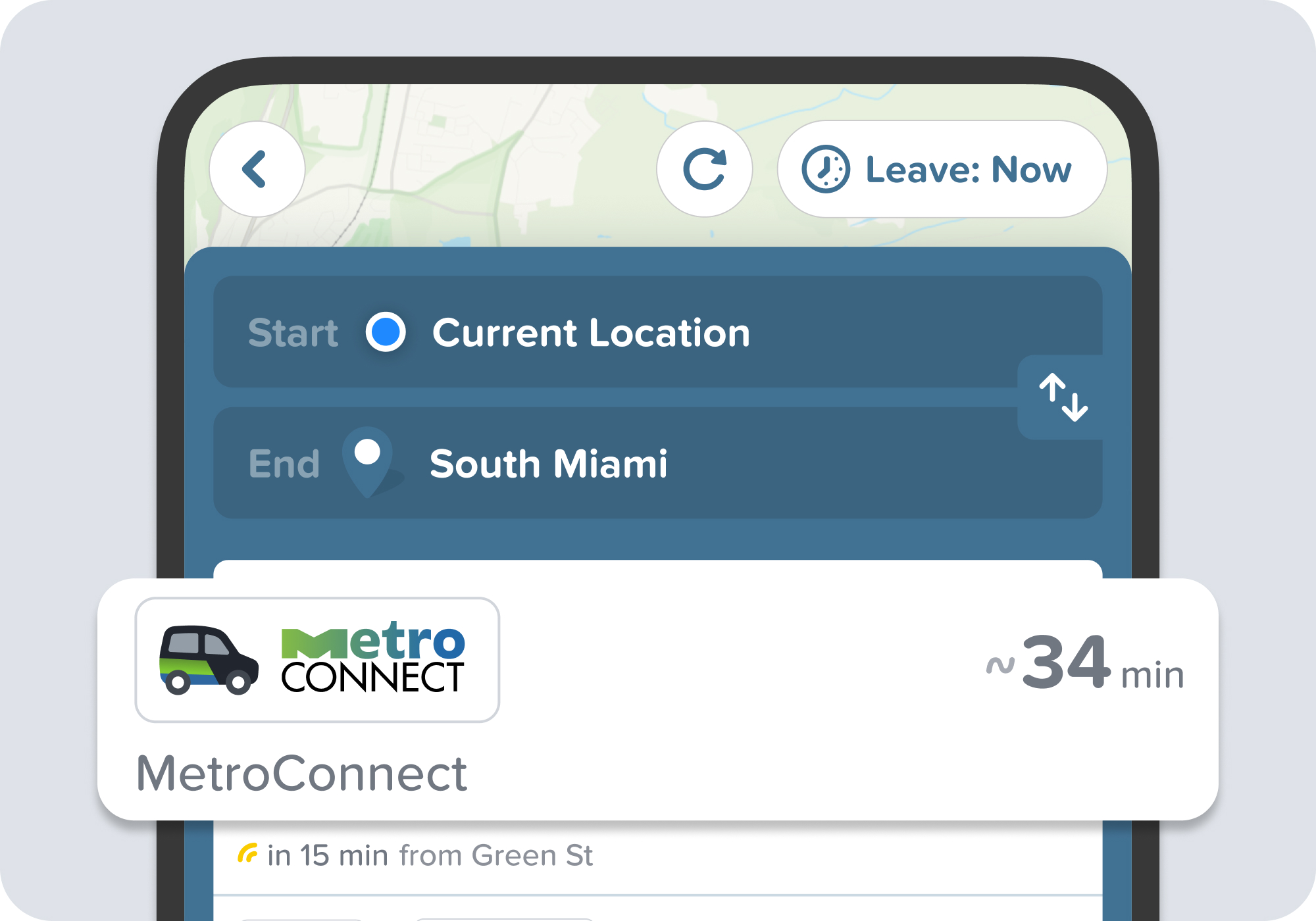 Citymmaper app journey results in Miami-Dade