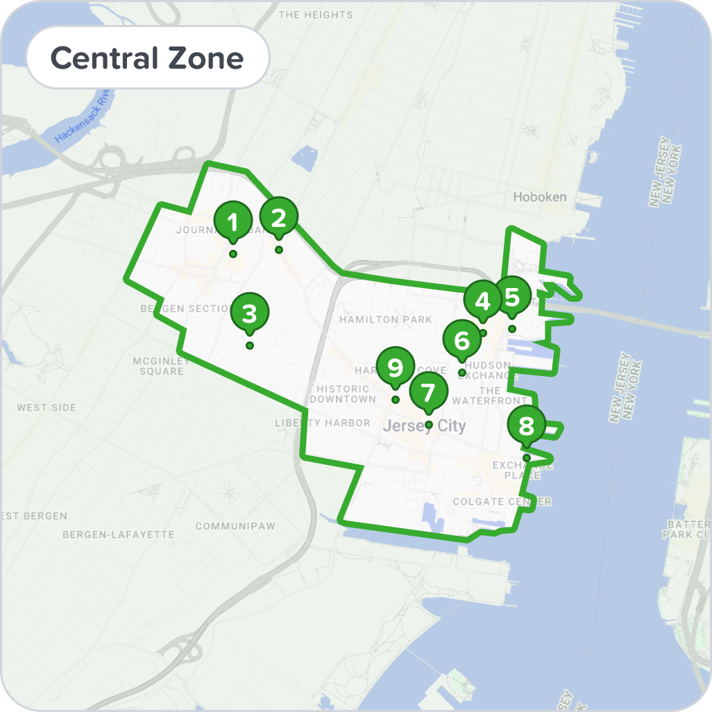 Map of Jersey City Central Zone
