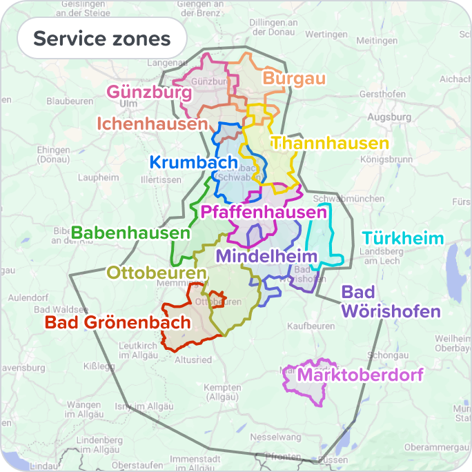 Map of all zones